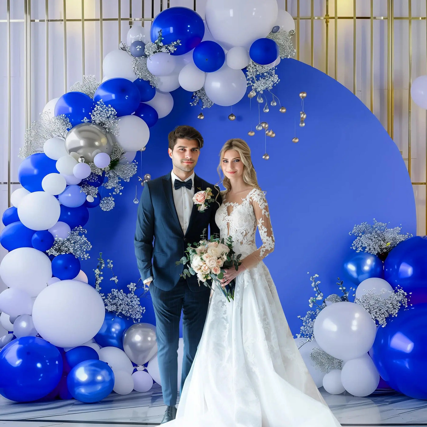 7.2FT Navy Blue Round Backdrop Cover for 5 to 7.2ft Circle Arch Stand - Haefoo Back to School Decoration Circle Backdrop Cover for Birthday, Wedding, Baby Shower Photography Background Party Decor Backdrop Bliss