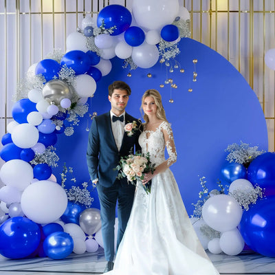 7.2FT Navy Blue Round Backdrop Cover for 5 to 7.2ft Circle Arch Stand - Haefoo Back to School Decoration Circle Backdrop Cover for Birthday, Wedding, Baby Shower Photography Background Party Decor Backdrop Bliss