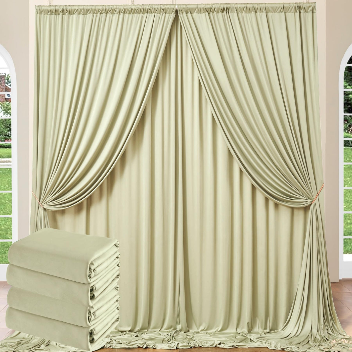 50 ft x 10 ft Wrinkle Free White Backdrop Curtain for Wedding Parties, Polyester Photo Backdrop Drapes for Baby Shower Birthday Party Backdrop Stand, Bulk Thick Background Curtains, 5x10FT 10 Panels - Backdrop Bliss50 ft x 10 ft Wrinkle Free White Backdrop Curtain for Wedding Parties, Polyester Photo Backdrop Drapes for Baby Shower Birthday Party Backdrop Stand, Bulk Thick Background Curtains, 5x10FT 10 Panels