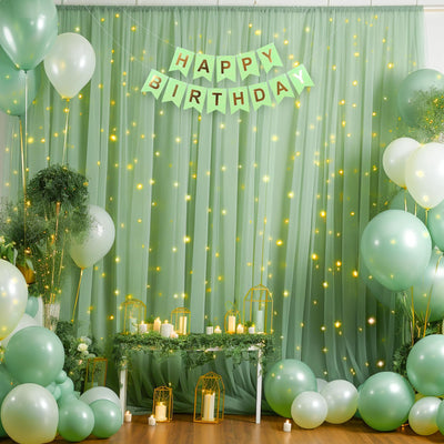 10x10ft Champagne Tulle Backdrop Curtain with Lights String for Parites, Sheer Backdrop Curtains for Wedding Baby Shower Birthday Party Photo Shoot Decorations - Backdrop Bliss10x10ft Champagne Tulle Backdrop Curtain with Lights String for Parites, Sheer Backdrop Curtains for Wedding Baby Shower Birthday Party Photo Shoot Decorations