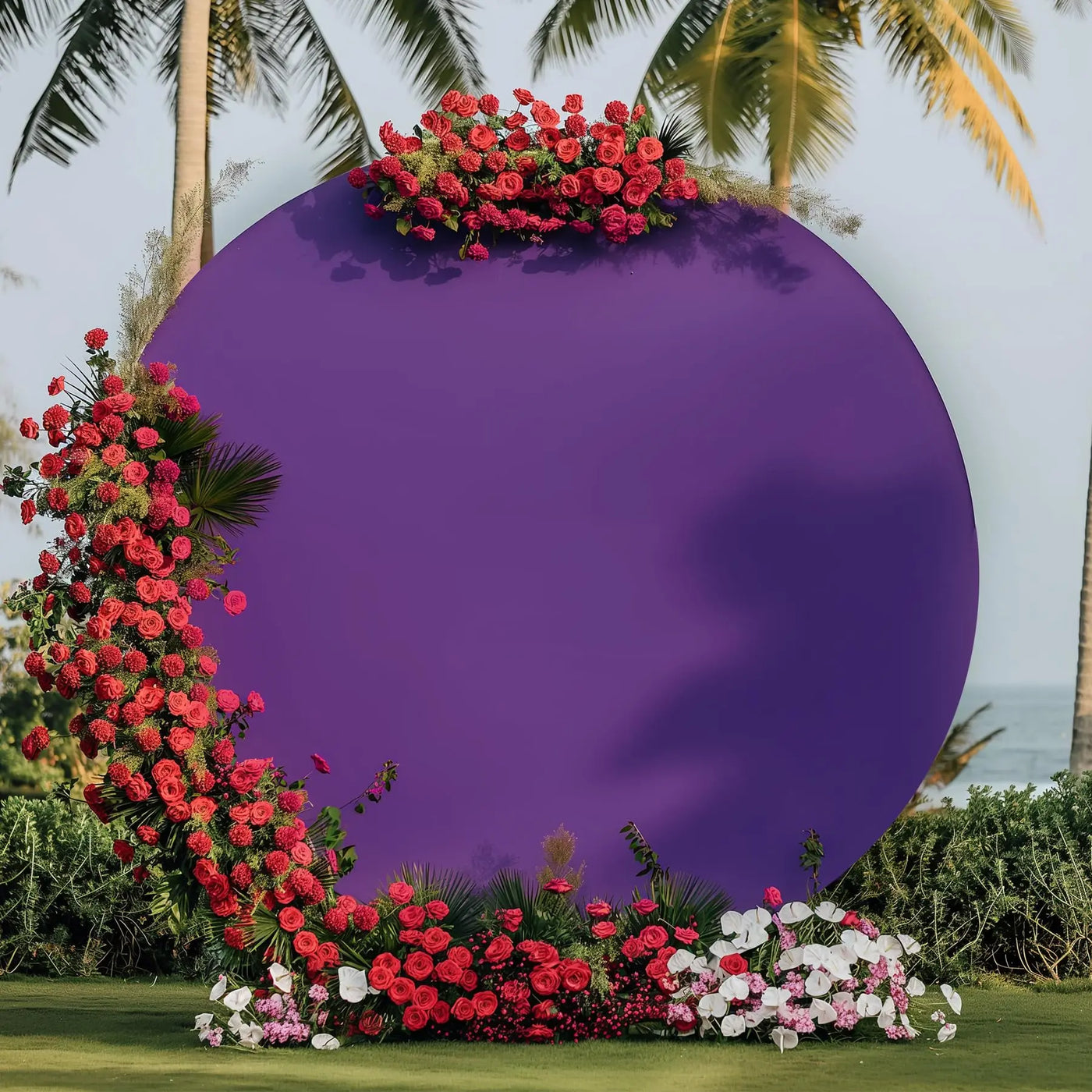 7.2FT Navy Blue Round Backdrop Cover for 5 to 7.2ft Circle Arch Stand - Haefoo Back to School Decoration Circle Backdrop Cover for Birthday, Wedding, Baby Shower Photography Background Party Decor Backdrop Bliss