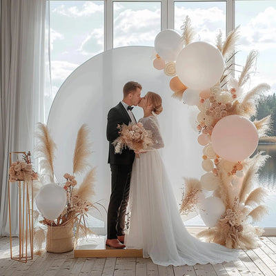 7.2FT Navy Blue Round Backdrop Cover for 5 to 7.2ft Circle Arch Stand - Haefoo Back to School Decoration Circle Backdrop Cover for Birthday, Wedding, Baby Shower Photography Background Party Decor Backdrop Bliss