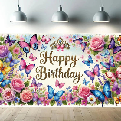 Happy Birthday Backdrop Banner Rose Gold Glitter Floral Photography Background for Women Girls Lady Wedding Baby Shower Birthday Supplies Photo Props Party Decorations Cake Table 6x4ft - Backdrop BlissHappy Birthday Backdrop Banner Rose Gold Glitter Floral Photography Background for Women Girls Lady Wedding Baby Shower Birthday Supplies Photo Props Party Decorations Cake Table 6x4ft