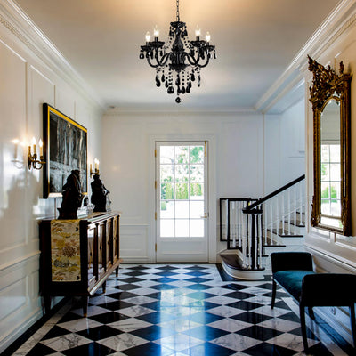 PAPAYA Modern Chrome Beaded Hanging Chandelier Shades (W8.7 x H13), Beads Pendant Shade with Acrylic Crystal, Ceiling Chandelier Beaded Lampshade for Wedding Party Event Home Decoration Backdrop Bliss