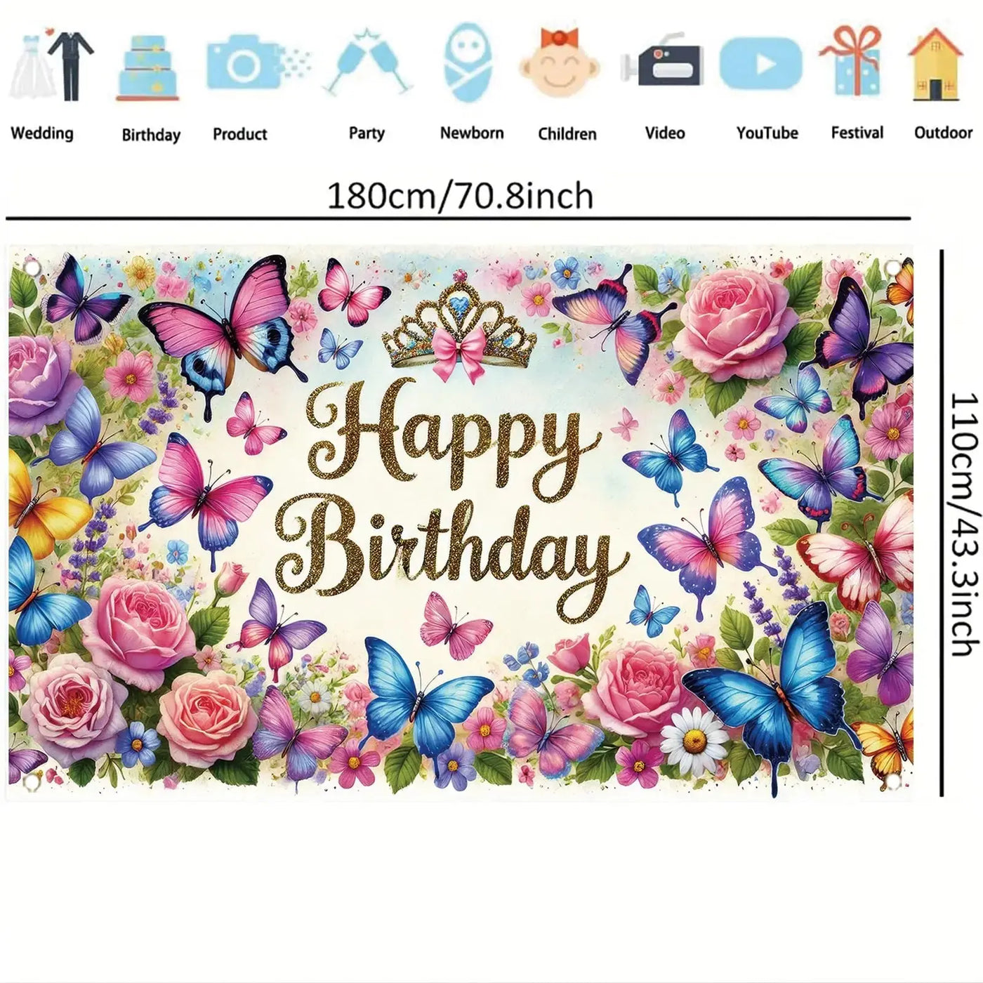 Happy Birthday Backdrop Banner Rose Gold Glitter Floral Photography Background for Women Girls Lady Wedding Baby Shower Birthday Supplies Photo Props Party Decorations Cake Table 6x4ft - Backdrop BlissHappy Birthday Backdrop Banner Rose Gold Glitter Floral Photography Background for Women Girls Lady Wedding Baby Shower Birthday Supplies Photo Props Party Decorations Cake Table 6x4ft