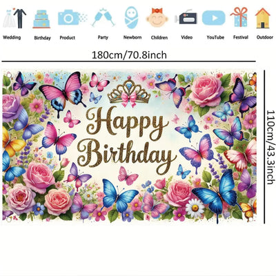 Happy Birthday Backdrop Banner Rose Gold Glitter Floral Photography Background for Women Girls Lady Wedding Baby Shower Birthday Supplies Photo Props Party Decorations Cake Table 6x4ft - Backdrop BlissHappy Birthday Backdrop Banner Rose Gold Glitter Floral Photography Background for Women Girls Lady Wedding Baby Shower Birthday Supplies Photo Props Party Decorations Cake Table 6x4ft