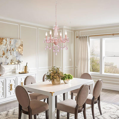 Plug in Crystal Ceramic White Chandelier, Glass Chandeliers,White crystal Hanging Pendant Light with Clear Cord and On/Off, 4 Light Crystal Chandelier for wedding, Kitchen, Dining,Foyer, Mini room Backdrop Bliss