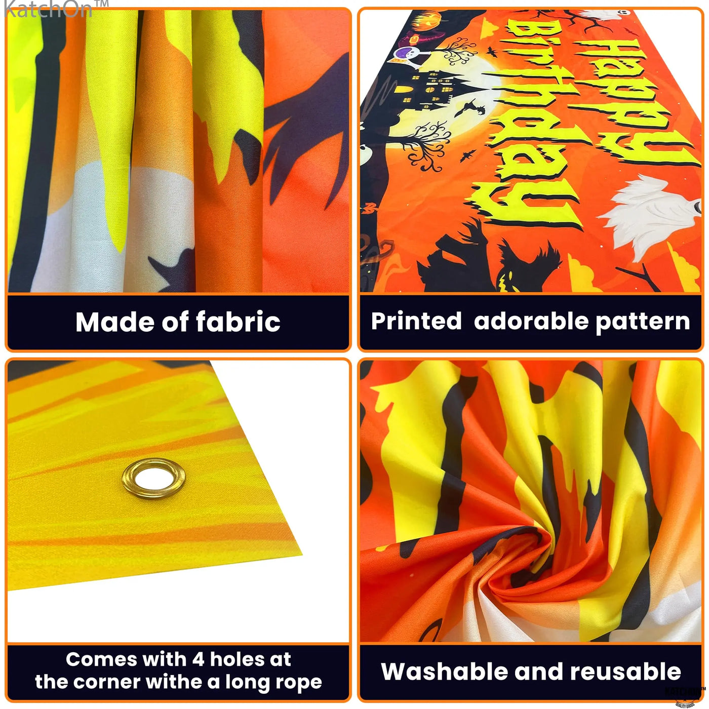 KatchOn XtraLarge Birthday Banner - 72x44 Inch | Happy Birthday Halloween Backdrop for Party Decorations | Jack O Lanterns Banner Backdrop Bliss