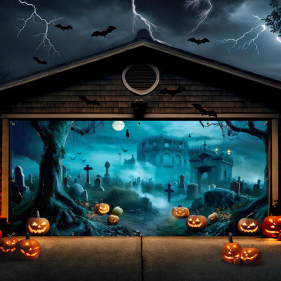 Halloween Garage Door Decorations Banner 16x7 ft, Halloween Garage Wall Decorations for Outdoor Home Yard Decor Party (Castles) - Backdrop BlissHalloween Garage Door Decorations Banner 16x7 ft, Halloween Garage Wall Decorations for Outdoor Home Yard Decor Party (Castles)