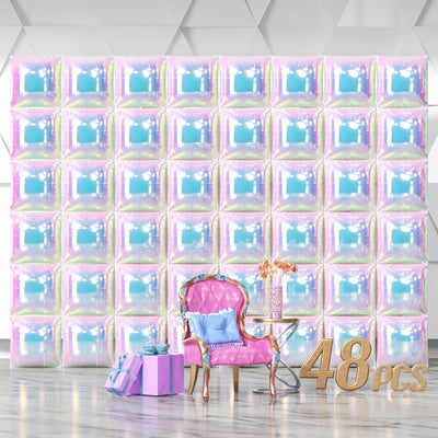 NISOCY 48PCS Green Square Foil Balloons Wall Backdrop Double Sided Green Balloons Tunnel Arch Kit for Baby Shower Birthday Anniversary Summer Party Decoration Backdrop Bliss