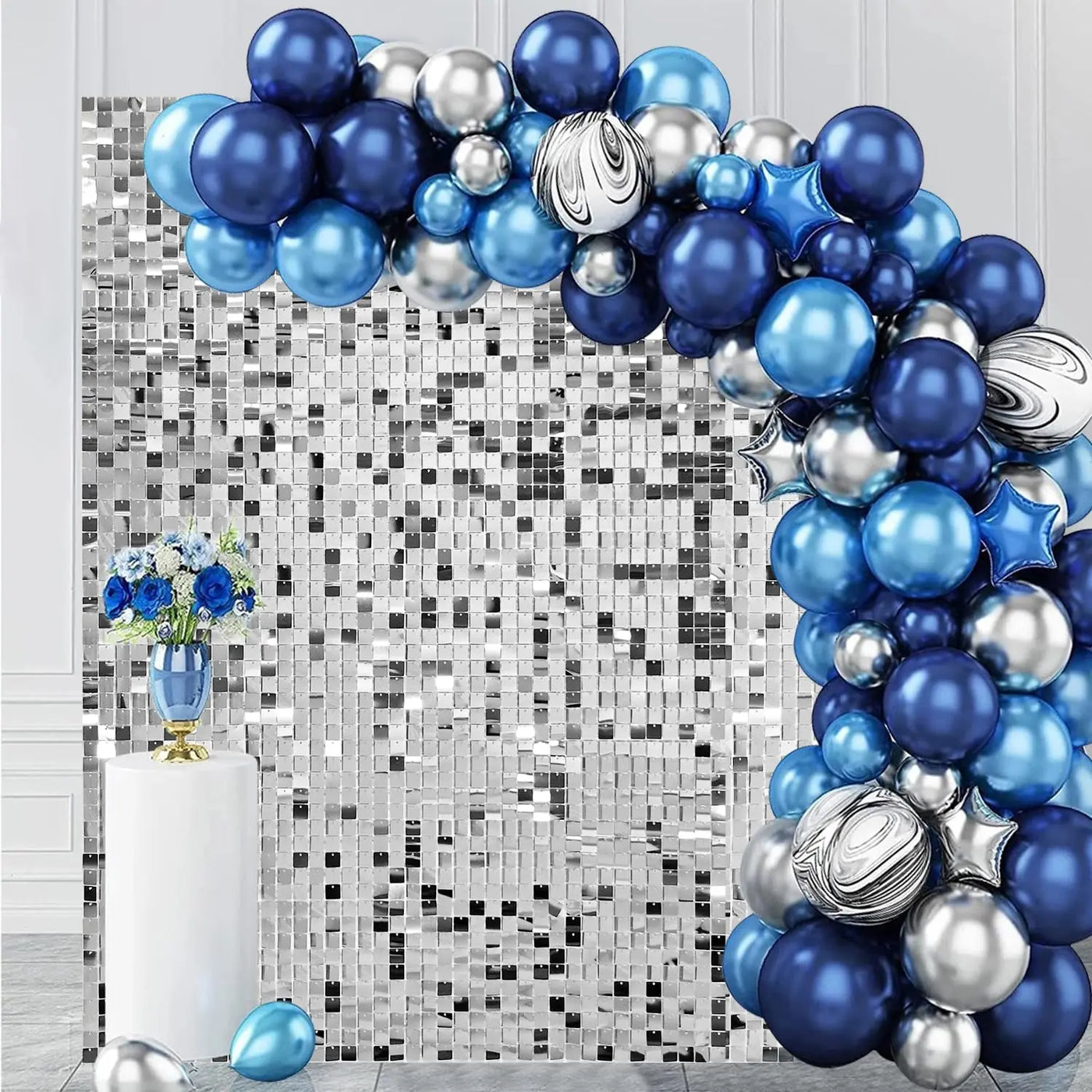 Pink Shimmer Wall Backdrop 24 Panels Cover 6 x 4 Ft, Photo Backdrops for Wedding,Anniversary,Birthday,Party Decoration Backdrop Bliss