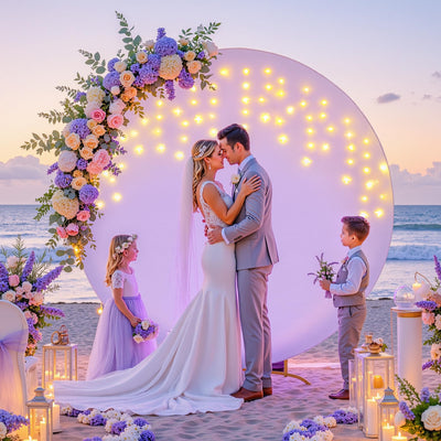 7.2 ft White Round Backdrop Cover with Lights Circle Wedding Arch Backdrop Cover with Fairy Lights for Bridal Shower Ceremony Birthday Baby Shower Photography Photo Shoot Background Decorations - Backdrop Bliss7.2 ft White Round Backdrop Cover with Lights Circle Wedding Arch Backdrop Cover with Fairy Lights for Bridal Shower Ceremony Birthday Baby Shower Photography Photo Shoot Background Decorations