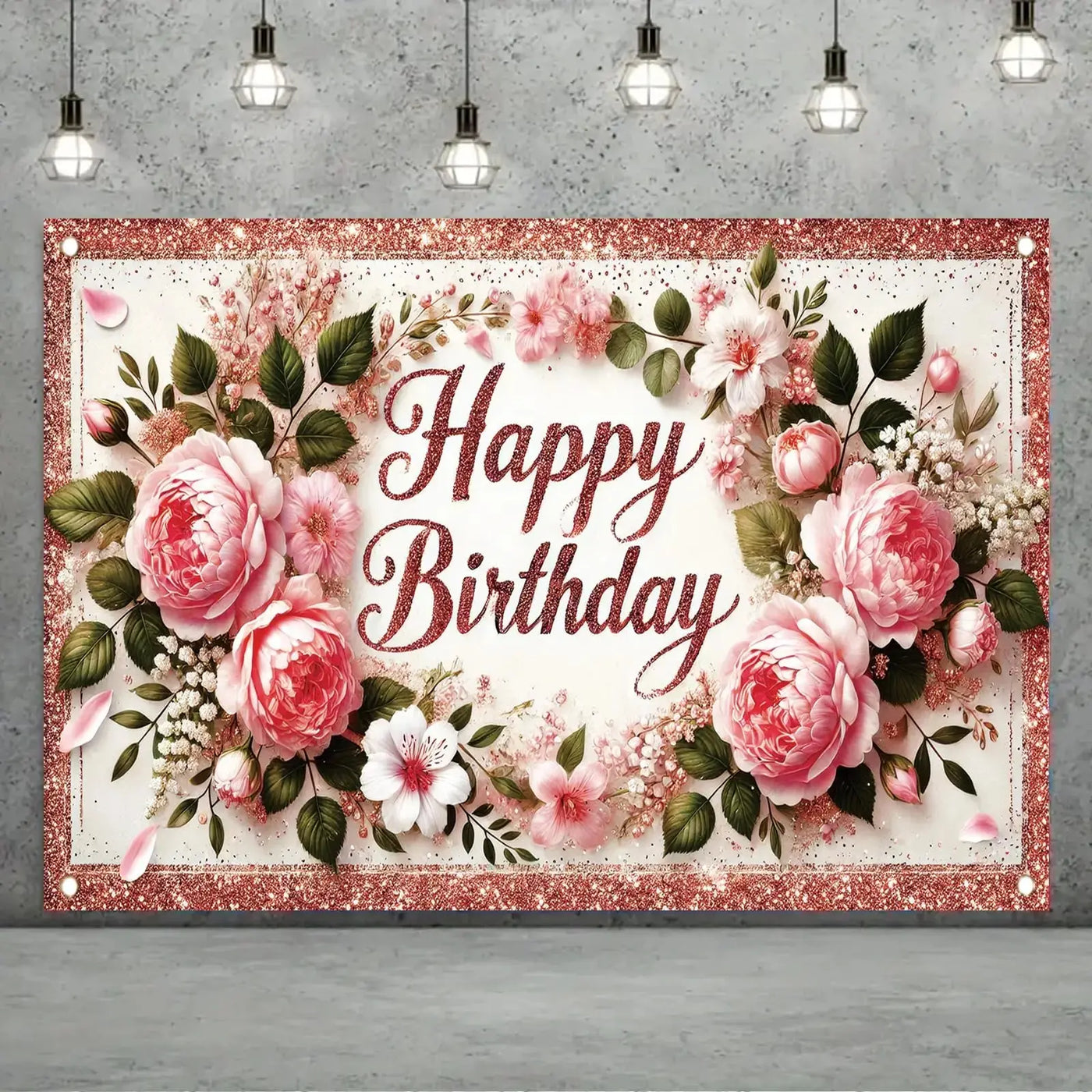 Happy Birthday Backdrop Banner Rose Gold Glitter Floral Photography Background for Women Girls Lady Wedding Baby Shower Birthday Supplies Photo Props Party Decorations Cake Table 6x4ft - Backdrop BlissHappy Birthday Backdrop Banner Rose Gold Glitter Floral Photography Background for Women Girls Lady Wedding Baby Shower Birthday Supplies Photo Props Party Decorations Cake Table 6x4ft