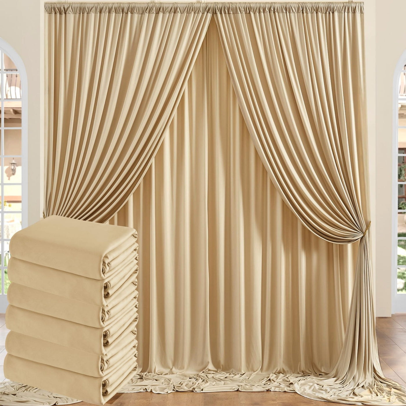 50 ft x 10 ft Wrinkle Free White Backdrop Curtain for Wedding Parties, Polyester Photo Backdrop Drapes for Baby Shower Birthday Party Backdrop Stand, Bulk Thick Background Curtains, 5x10FT 10 Panels - Backdrop Bliss50 ft x 10 ft Wrinkle Free White Backdrop Curtain for Wedding Parties, Polyester Photo Backdrop Drapes for Baby Shower Birthday Party Backdrop Stand, Bulk Thick Background Curtains, 5x10FT 10 Panels