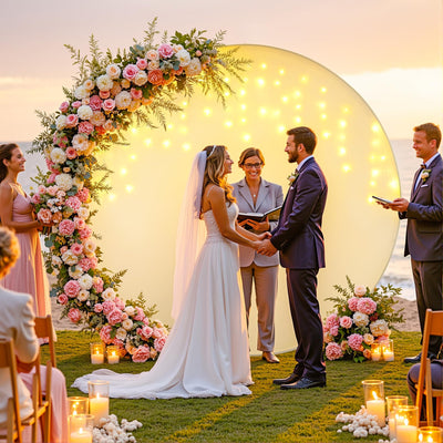7.2 ft White Round Backdrop Cover with Lights Circle Wedding Arch Backdrop Cover with Fairy Lights for Bridal Shower Ceremony Birthday Baby Shower Photography Photo Shoot Background Decorations - Backdrop Bliss7.2 ft White Round Backdrop Cover with Lights Circle Wedding Arch Backdrop Cover with Fairy Lights for Bridal Shower Ceremony Birthday Baby Shower Photography Photo Shoot Background Decorations