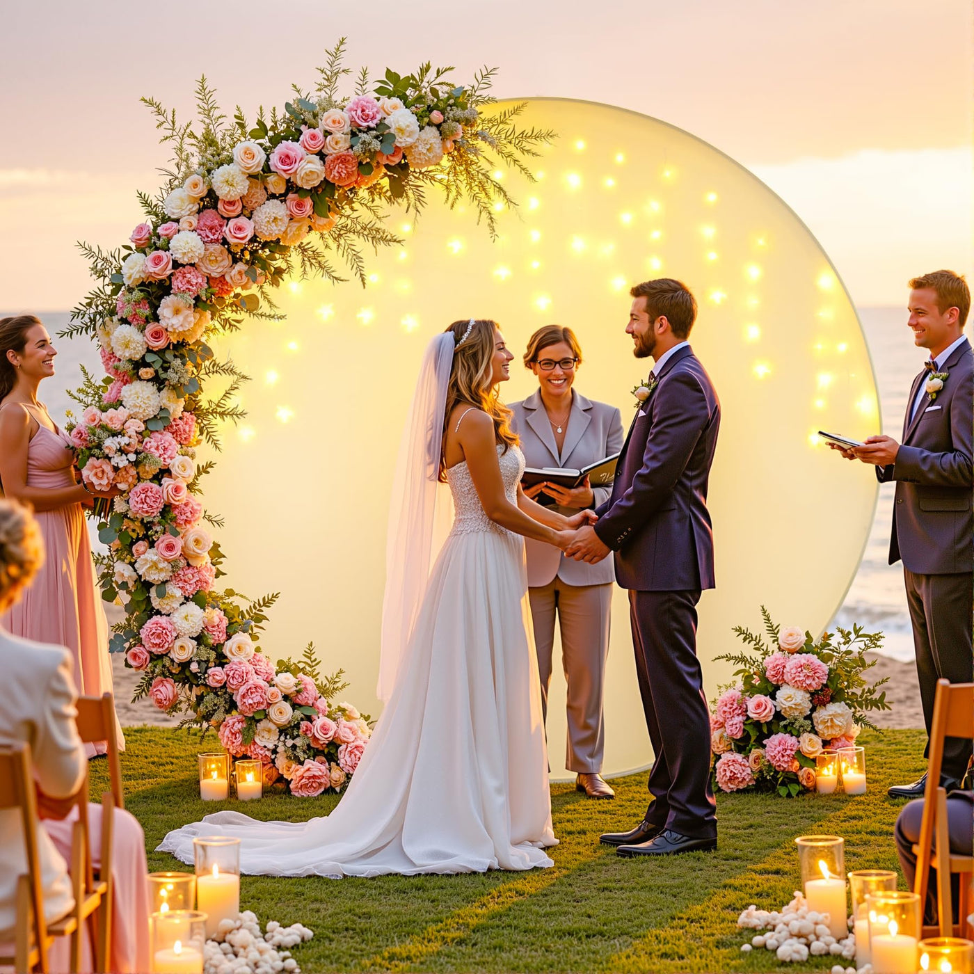 7.2 ft White Round Backdrop Cover with Lights Circle Wedding Arch Backdrop Cover with Fairy Lights for Bridal Shower Ceremony Birthday Baby Shower Photography Photo Shoot Background Decorations - Backdrop Bliss7.2 ft White Round Backdrop Cover with Lights Circle Wedding Arch Backdrop Cover with Fairy Lights for Bridal Shower Ceremony Birthday Baby Shower Photography Photo Shoot Background Decorations