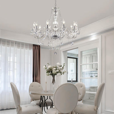 PAPAYA Modern Chrome Beaded Hanging Chandelier Shades (W8.7 x H13), Beads Pendant Shade with Acrylic Crystal, Ceiling Chandelier Beaded Lampshade for Wedding Party Event Home Decoration Backdrop Bliss