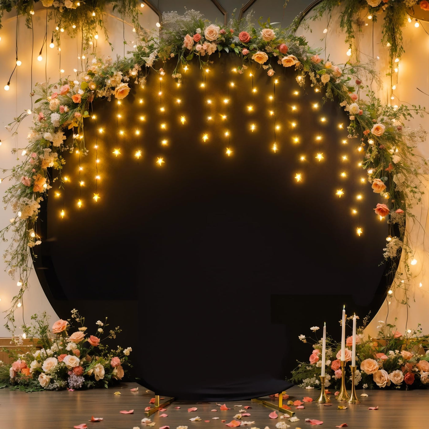 7.2 ft White Round Backdrop Cover with Lights Circle Wedding Arch Backdrop Cover with Fairy Lights for Bridal Shower Ceremony Birthday Baby Shower Photography Photo Shoot Background Decorations - Backdrop Bliss7.2 ft White Round Backdrop Cover with Lights Circle Wedding Arch Backdrop Cover with Fairy Lights for Bridal Shower Ceremony Birthday Baby Shower Photography Photo Shoot Background Decorations