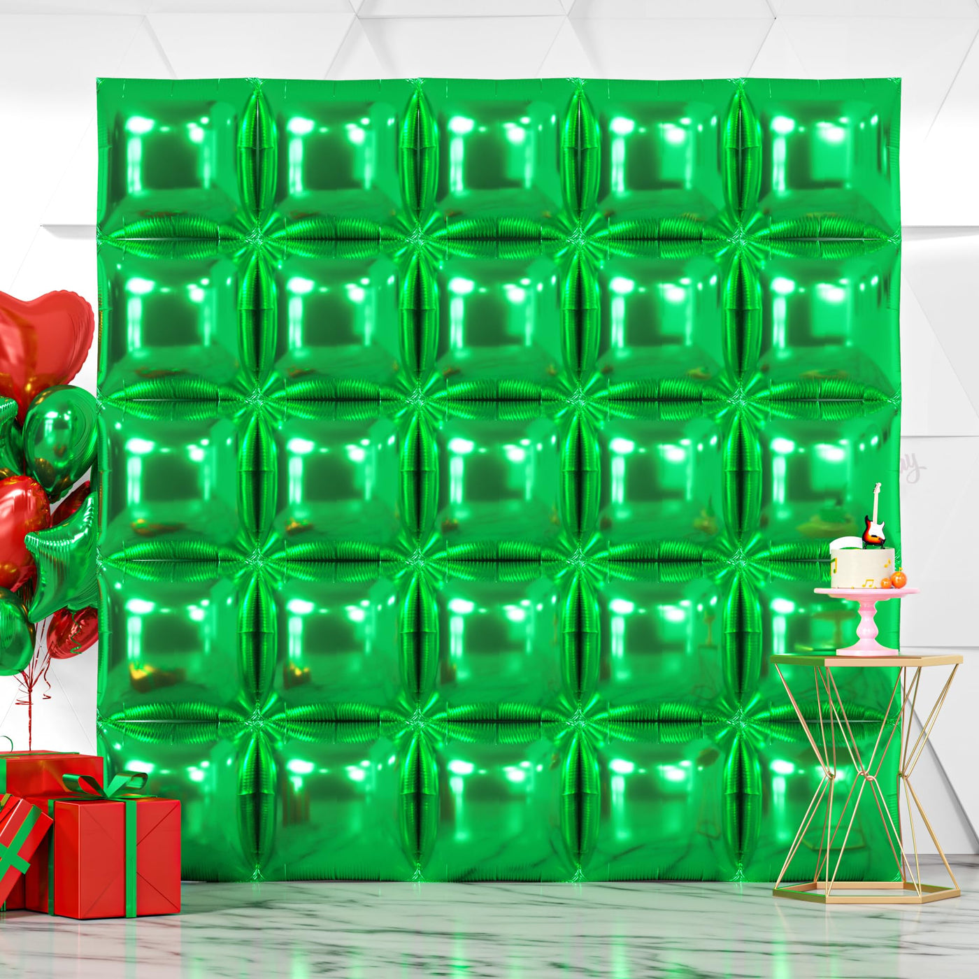 NISOCY 48PCS Green Square Foil Balloons Wall Backdrop Double Sided Green Balloons Tunnel Arch Kit for Baby Shower Birthday Anniversary Summer Party Decoration Backdrop Bliss