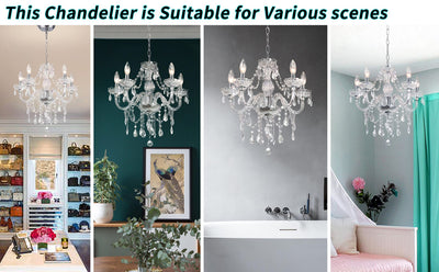 PAPAYA Modern Chrome Beaded Hanging Chandelier Shades (W8.7 x H13), Beads Pendant Shade with Acrylic Crystal, Ceiling Chandelier Beaded Lampshade for Wedding Party Event Home Decoration Backdrop Bliss