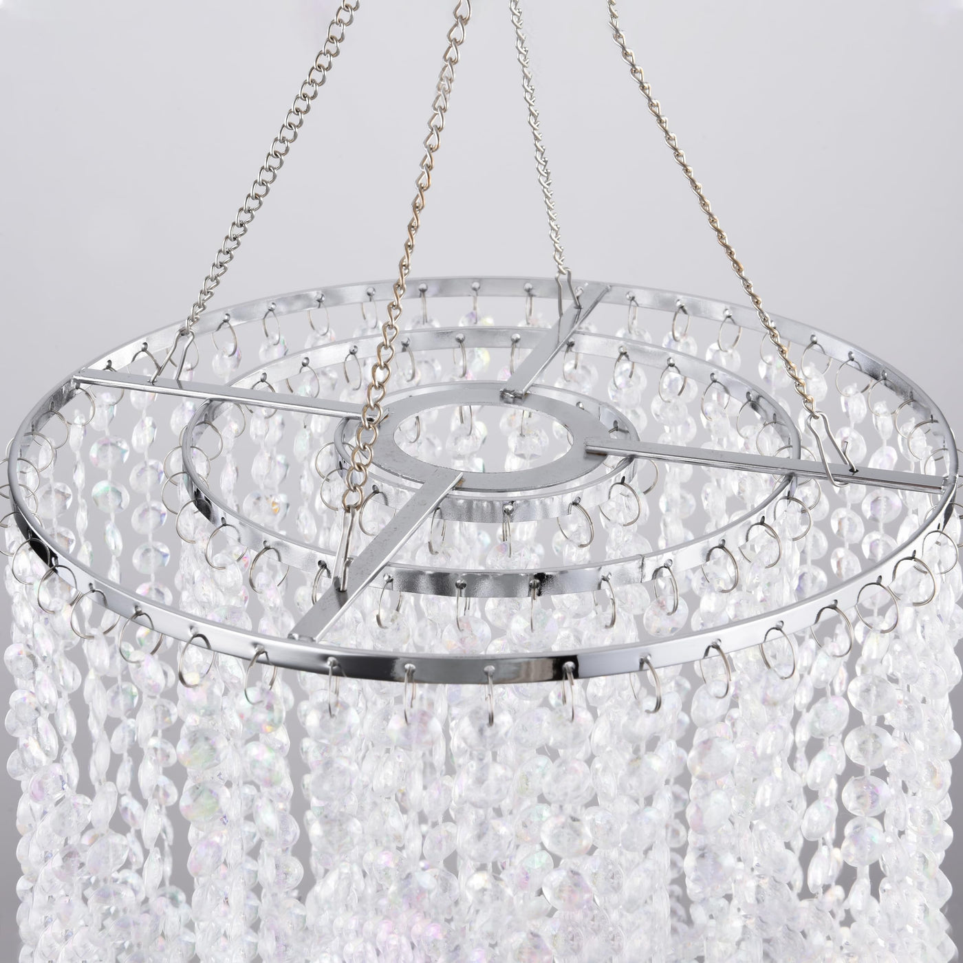 PAPAYA Modern Chrome Beaded Hanging Chandelier Shades (W8.7 x H13), Beads Pendant Shade with Acrylic Crystal, Ceiling Chandelier Beaded Lampshade for Wedding Party Event Home Decoration Backdrop Bliss