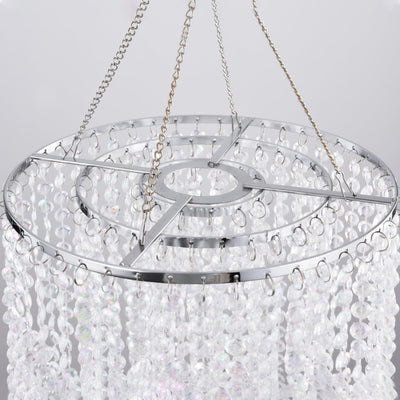 PAPAYA Modern Chrome Beaded Hanging Chandelier Shades (W8.7 x H13), Beads Pendant Shade with Acrylic Crystal, Ceiling Chandelier Beaded Lampshade for Wedding Party Event Home Decoration Backdrop Bliss