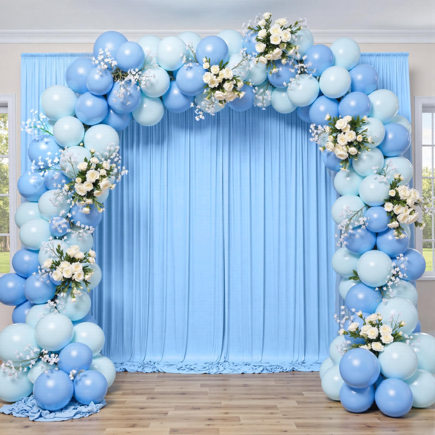 50 ft x 10 ft Wrinkle Free White Backdrop Curtain for Wedding Parties, Polyester Photo Backdrop Drapes for Baby Shower Birthday Party Backdrop Stand, Bulk Thick Background Curtains, 5x10FT 10 Panels - Backdrop Bliss50 ft x 10 ft Wrinkle Free White Backdrop Curtain for Wedding Parties, Polyester Photo Backdrop Drapes for Baby Shower Birthday Party Backdrop Stand, Bulk Thick Background Curtains, 5x10FT 10 Panels