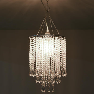 PAPAYA Modern Chrome Beaded Hanging Chandelier Shades (W8.7 x H13), Beads Pendant Shade with Acrylic Crystal, Ceiling Chandelier Beaded Lampshade for Wedding Party Event Home Decoration Backdrop Bliss