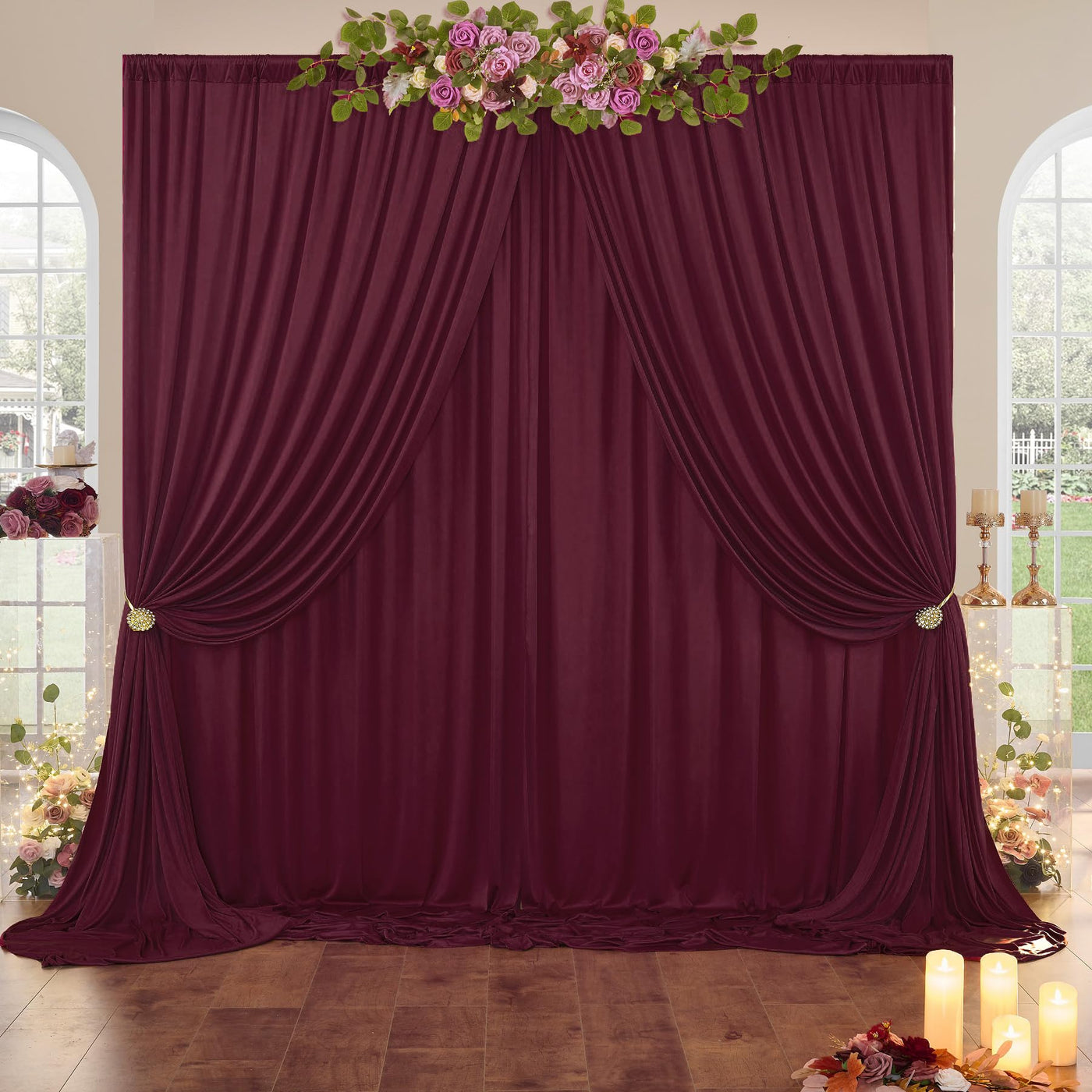 50 ft x 10 ft Wrinkle Free White Backdrop Curtain for Wedding Parties, Polyester Photo Backdrop Drapes for Baby Shower Birthday Party Backdrop Stand, Bulk Thick Background Curtains, 5x10FT 10 Panels - Backdrop Bliss50 ft x 10 ft Wrinkle Free White Backdrop Curtain for Wedding Parties, Polyester Photo Backdrop Drapes for Baby Shower Birthday Party Backdrop Stand, Bulk Thick Background Curtains, 5x10FT 10 Panels
