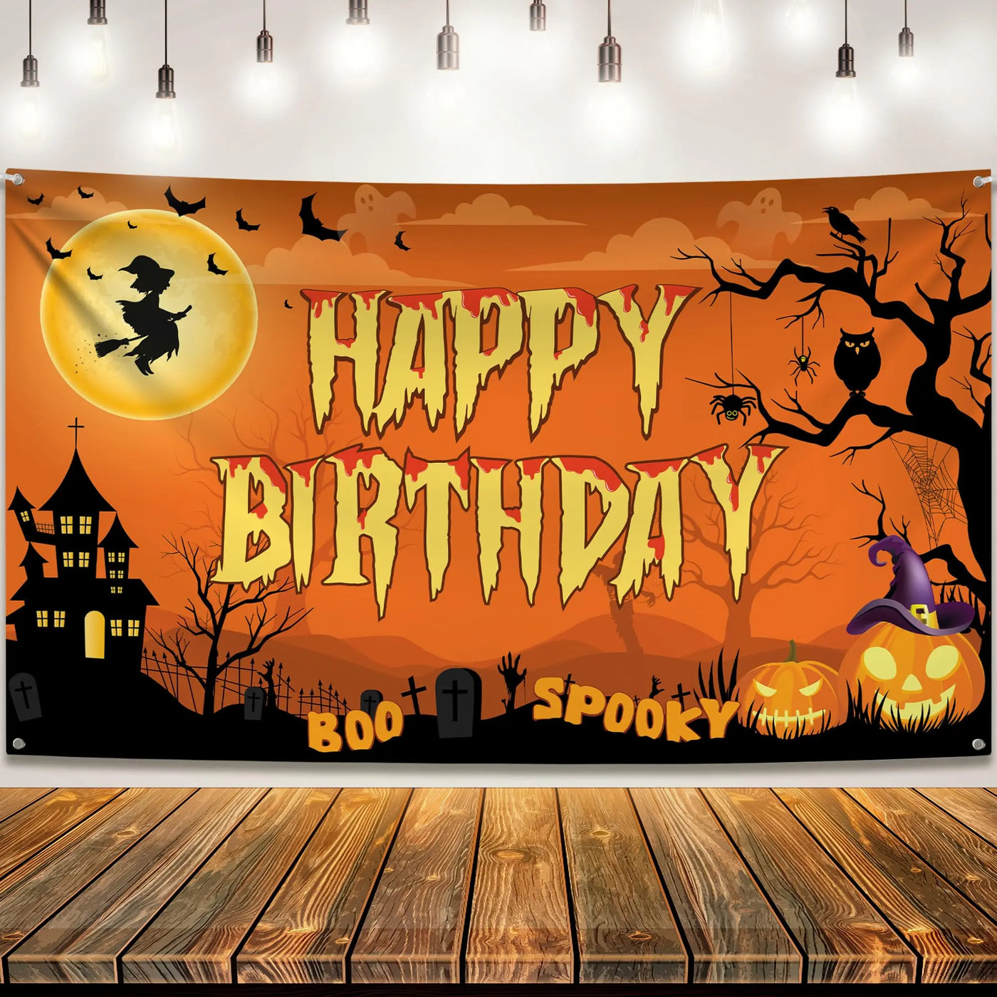 KatchOn XtraLarge Birthday Banner - 72x44 Inch | Happy Birthday Halloween Backdrop for Party Decorations | Jack O Lanterns Banner Backdrop Bliss