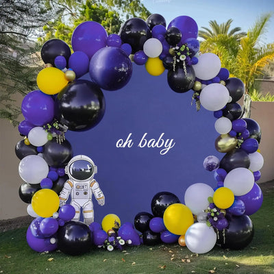 7.2FT Navy Blue Round Backdrop Cover for 5 to 7.2ft Circle Arch Stand - Haefoo Back to School Decoration Circle Backdrop Cover for Birthday, Wedding, Baby Shower Photography Background Party Decor Backdrop Bliss