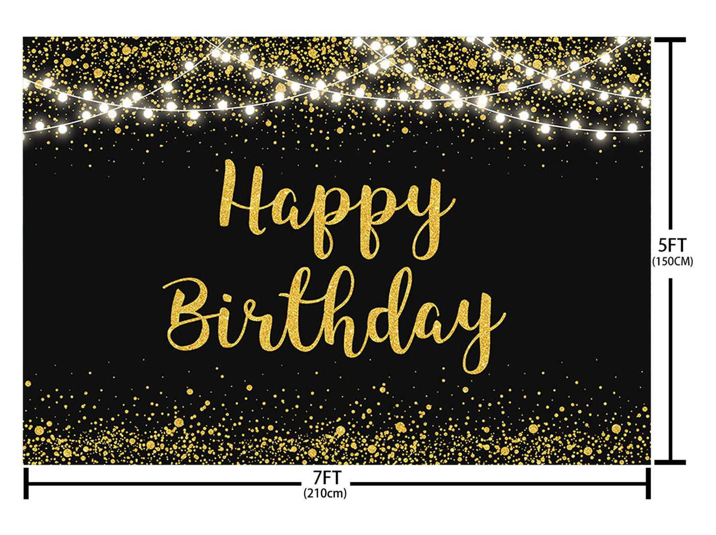 MEHOFOND Black and Gold Happy Birthday Backdrop Golden Glitter Dots Lights Photography Background for Women Men Kids Black Gold Birthday Party Decorations Banner Cake Table Photo Studio Props 7x5ft - Backdrop BlissMEHOFOND Black and Gold Happy Birthday Backdrop Golden Glitter Dots Lights Photography Background for Women Men Kids Black Gold Birthday Party Decorations Banner Cake Table Photo Studio Props 7x5ft