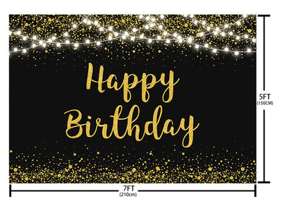 MEHOFOND Black and Gold Happy Birthday Backdrop Golden Glitter Dots Lights Photography Background for Women Men Kids Black Gold Birthday Party Decorations Banner Cake Table Photo Studio Props 7x5ft - Backdrop BlissMEHOFOND Black and Gold Happy Birthday Backdrop Golden Glitter Dots Lights Photography Background for Women Men Kids Black Gold Birthday Party Decorations Banner Cake Table Photo Studio Props 7x5ft