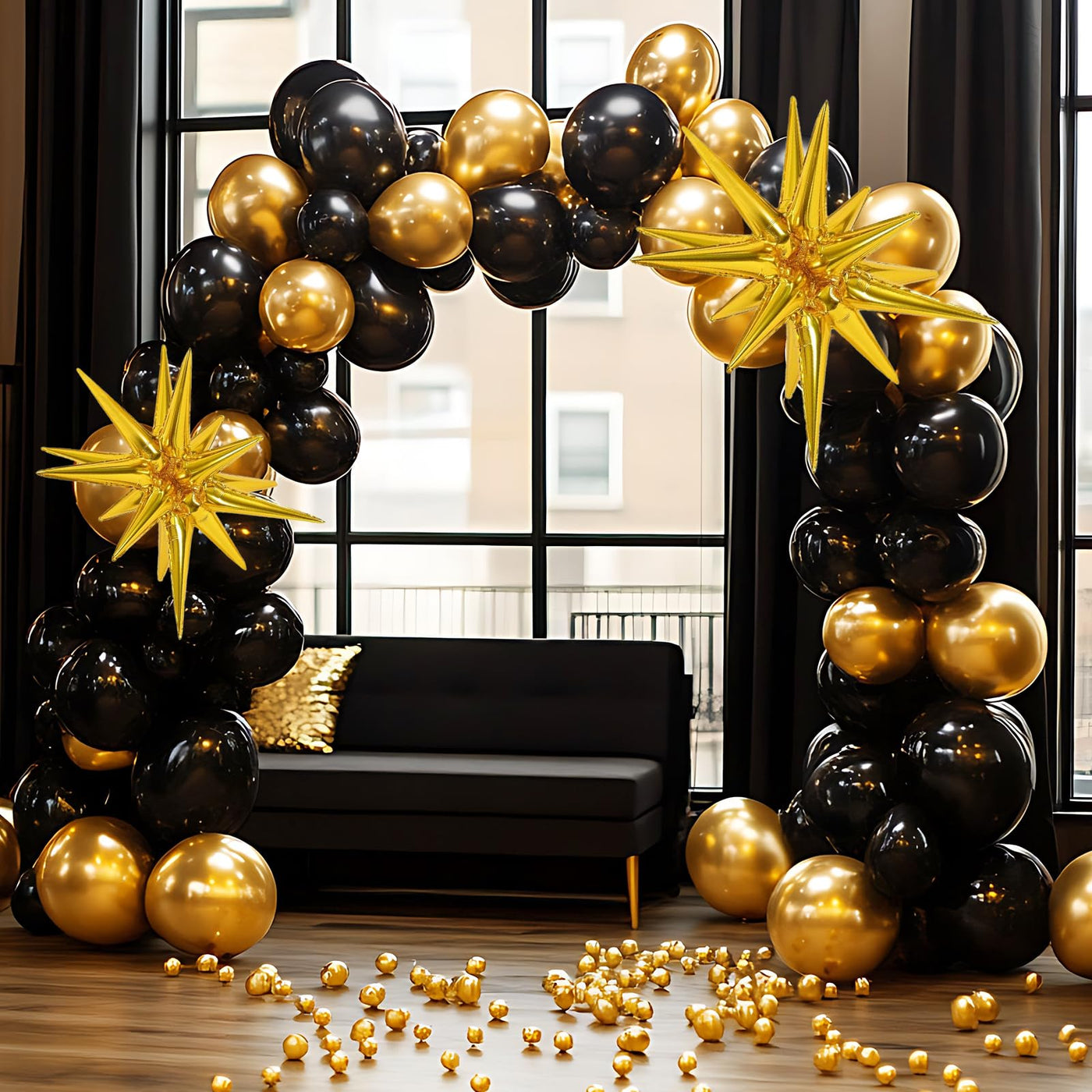 RUBFAC 135pcs Gold Balloons Different Sizes 18 12 10 5 Inch for Garland Arch, Latex Metallic Balloon for Birthday Graduation Party Wedding Decorations Backdrop Bliss