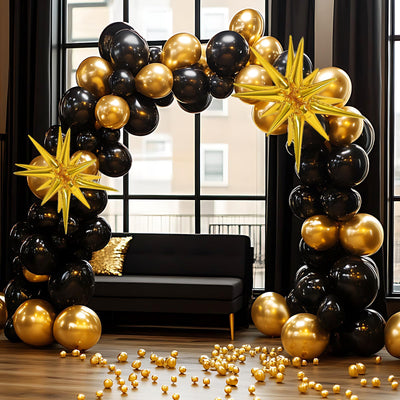 RUBFAC 135pcs Gold Balloons Different Sizes 18 12 10 5 Inch for Garland Arch, Latex Metallic Balloon for Birthday Graduation Party Wedding Decorations Backdrop Bliss