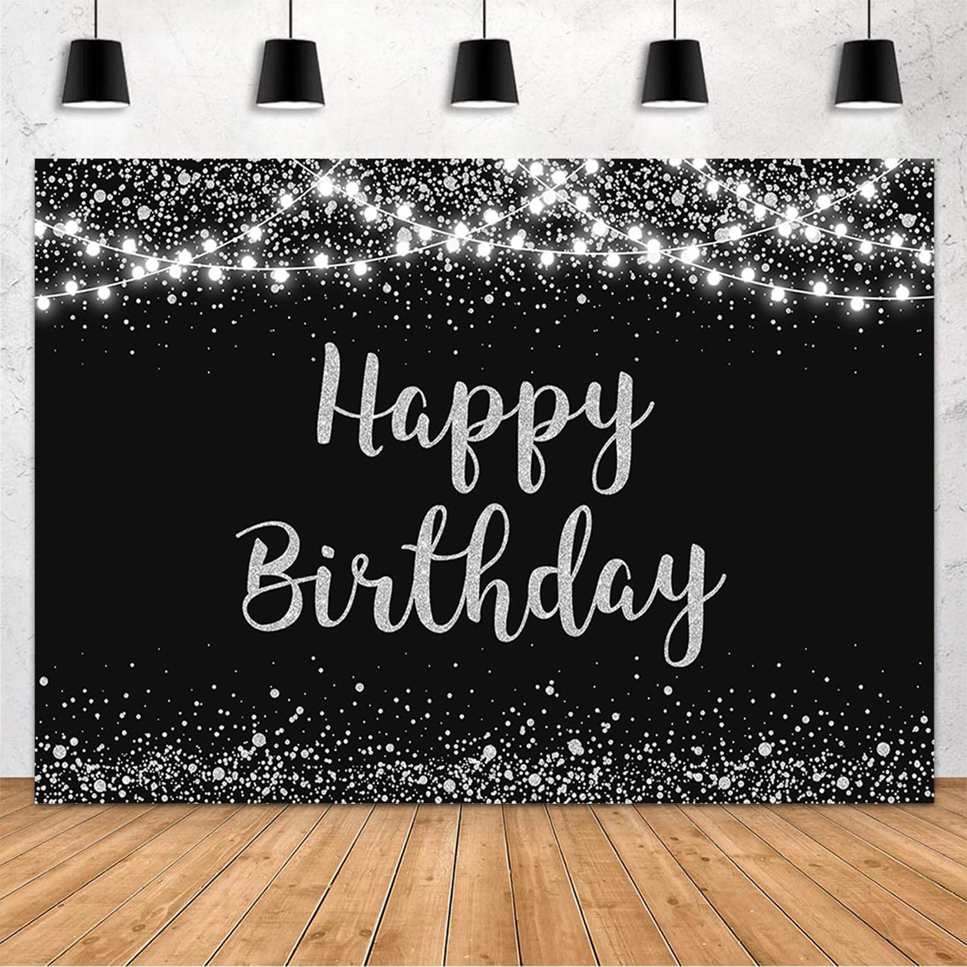 MEHOFOND Black and Gold Happy Birthday Backdrop Golden Glitter Dots Lights Photography Background for Women Men Kids Black Gold Birthday Party Decorations Banner Cake Table Photo Studio Props 7x5ft - Backdrop BlissMEHOFOND Black and Gold Happy Birthday Backdrop Golden Glitter Dots Lights Photography Background for Women Men Kids Black Gold Birthday Party Decorations Banner Cake Table Photo Studio Props 7x5ft