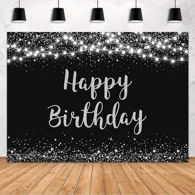 MEHOFOND Black and Gold Happy Birthday Backdrop Golden Glitter Dots Lights Photography Background for Women Men Kids Black Gold Birthday Party Decorations Banner Cake Table Photo Studio Props 7x5ft - Backdrop BlissMEHOFOND Black and Gold Happy Birthday Backdrop Golden Glitter Dots Lights Photography Background for Women Men Kids Black Gold Birthday Party Decorations Banner Cake Table Photo Studio Props 7x5ft