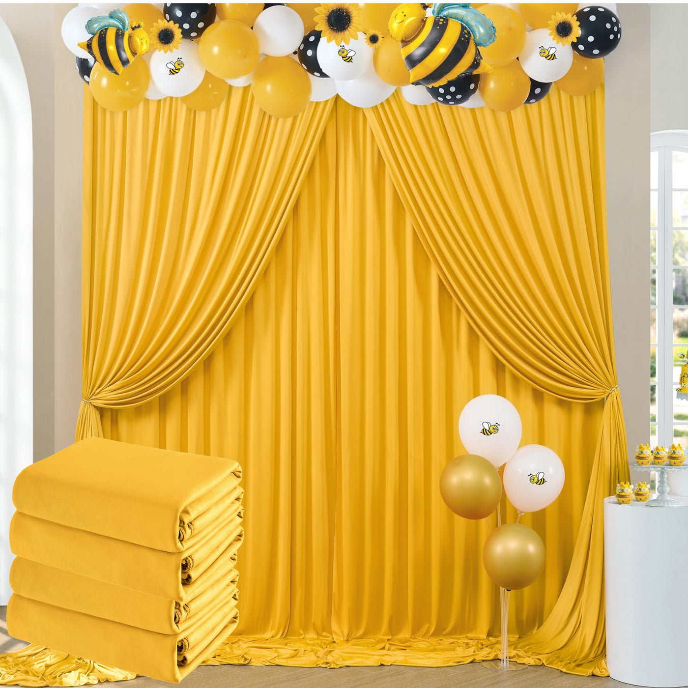 50 ft x 10 ft Wrinkle Free White Backdrop Curtain for Wedding Parties, Polyester Photo Backdrop Drapes for Baby Shower Birthday Party Backdrop Stand, Bulk Thick Background Curtains, 5x10FT 10 Panels - Backdrop Bliss50 ft x 10 ft Wrinkle Free White Backdrop Curtain for Wedding Parties, Polyester Photo Backdrop Drapes for Baby Shower Birthday Party Backdrop Stand, Bulk Thick Background Curtains, 5x10FT 10 Panels