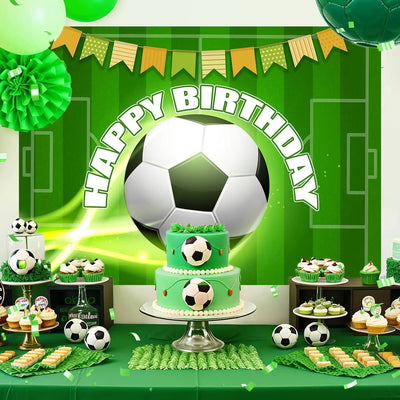 Football Happy Birthday Backdrop Banner Game Time Photography Background Fire Football Basketball Soccer Birthday Banner Decoration 7x5Ft Backdrop Bliss