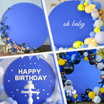 7.2FT Navy Blue Round Backdrop Cover for 5 to 7.2ft Circle Arch Stand - Haefoo Back to School Decoration Circle Backdrop Cover for Birthday, Wedding, Baby Shower Photography Background Party Decor Backdrop Bliss
