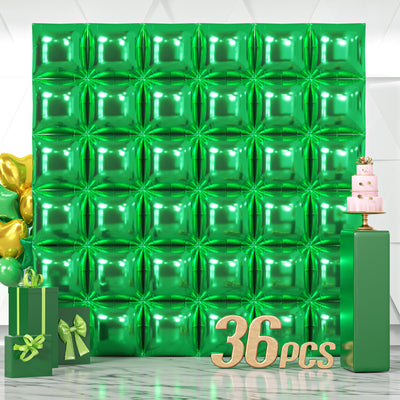 NISOCY 48PCS Green Square Foil Balloons Wall Backdrop Double Sided Green Balloons Tunnel Arch Kit for Baby Shower Birthday Anniversary Summer Party Decoration Backdrop Bliss