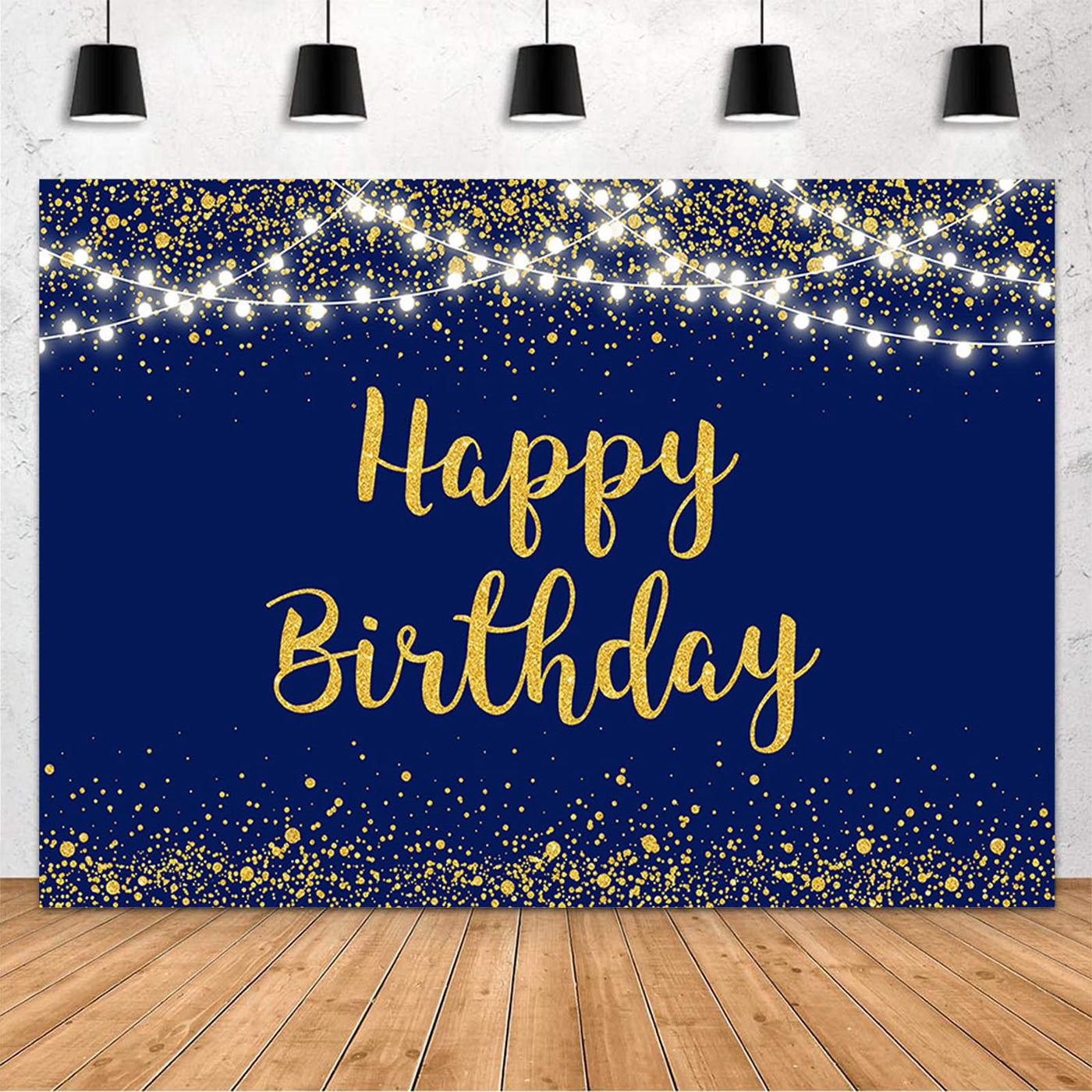 MEHOFOND Black and Gold Happy Birthday Backdrop Golden Glitter Dots Lights Photography Background for Women Men Kids Black Gold Birthday Party Decorations Banner Cake Table Photo Studio Props 7x5ft - Backdrop BlissMEHOFOND Black and Gold Happy Birthday Backdrop Golden Glitter Dots Lights Photography Background for Women Men Kids Black Gold Birthday Party Decorations Banner Cake Table Photo Studio Props 7x5ft