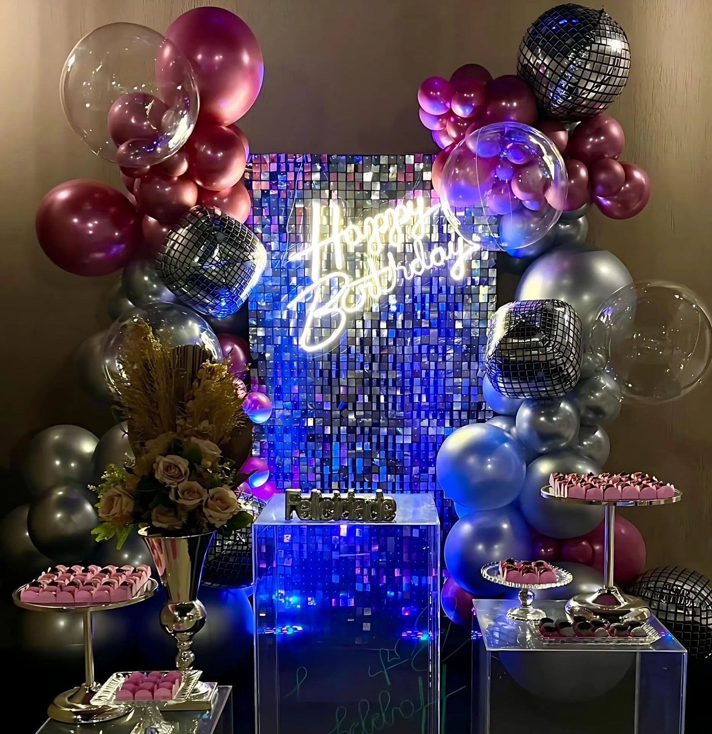 Pink Shimmer Wall Backdrop 24 Panels Cover 6 x 4 Ft, Photo Backdrops for Wedding,Anniversary,Birthday,Party Decoration Backdrop Bliss