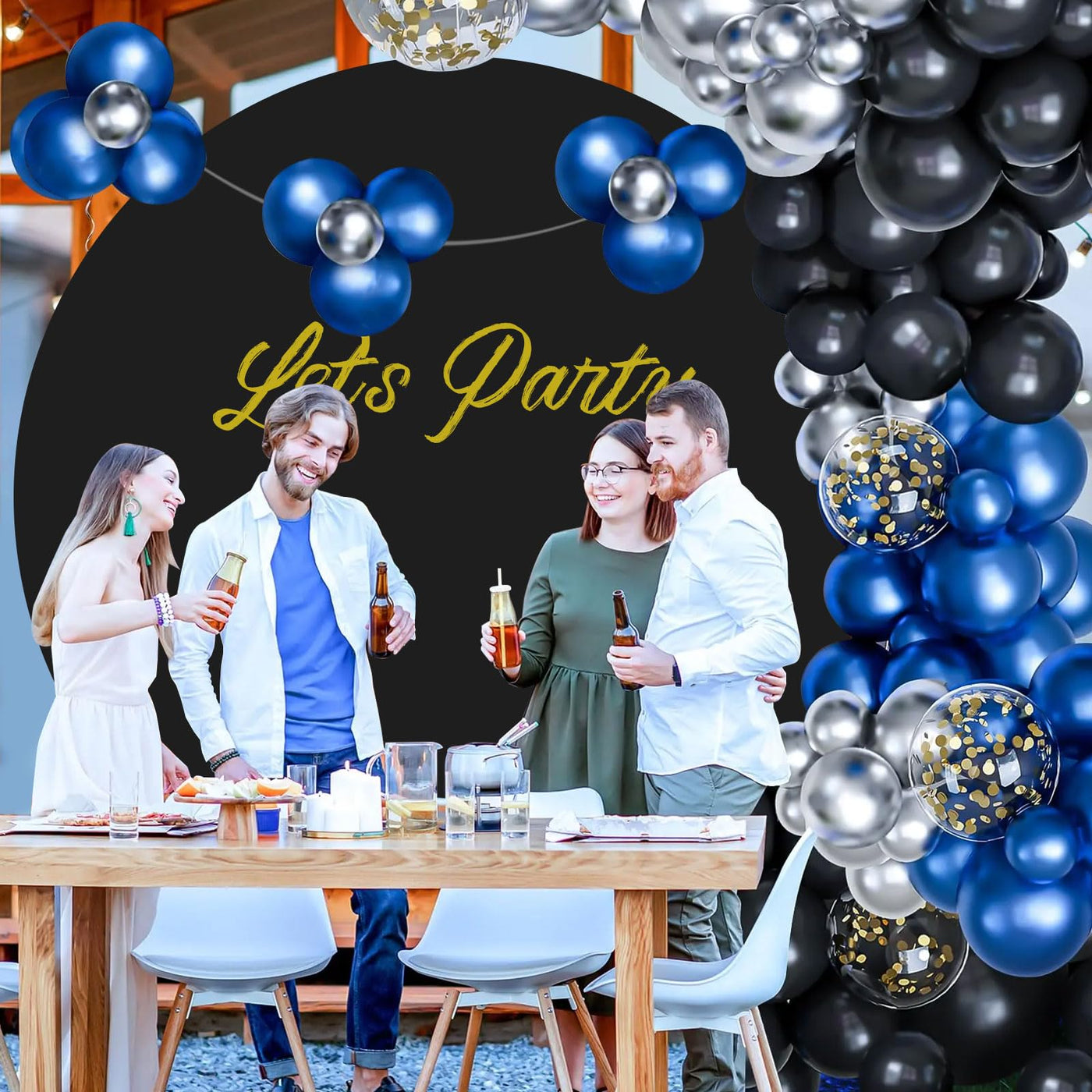 7.5FT Royal Blue Round Wedding Backdrop Cover,Circle Balloon Arch Backgound Stand Cover for Birthday Party Baby Shower Halloween Decoration (Royal Blue) - Backdrop Bliss7.5FT Royal Blue Round Wedding Backdrop Cover,Circle Balloon Arch Backgound Stand Cover for Birthday Party Baby Shower Halloween Decoration (Royal Blue)