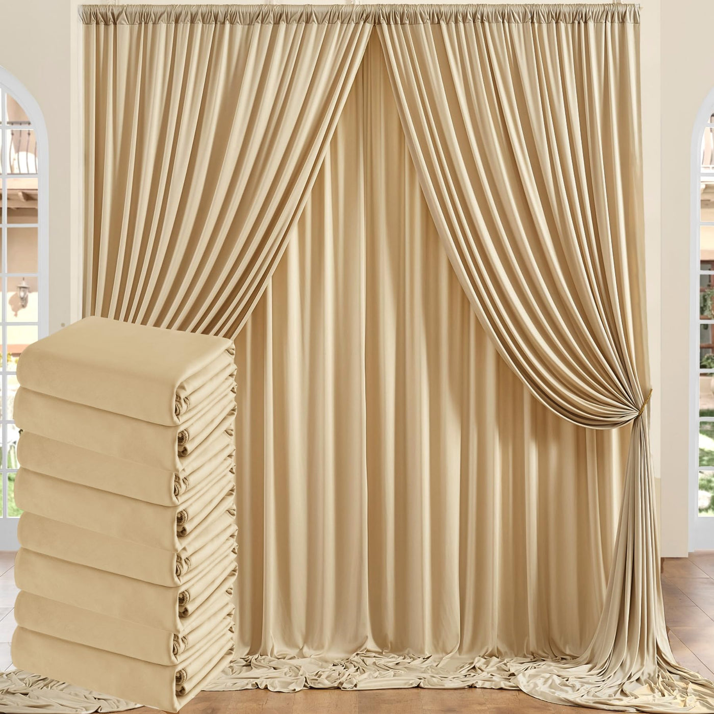 50 ft x 10 ft Wrinkle Free White Backdrop Curtain for Wedding Parties, Polyester Photo Backdrop Drapes for Baby Shower Birthday Party Backdrop Stand, Bulk Thick Background Curtains, 5x10FT 10 Panels - Backdrop Bliss50 ft x 10 ft Wrinkle Free White Backdrop Curtain for Wedding Parties, Polyester Photo Backdrop Drapes for Baby Shower Birthday Party Backdrop Stand, Bulk Thick Background Curtains, 5x10FT 10 Panels