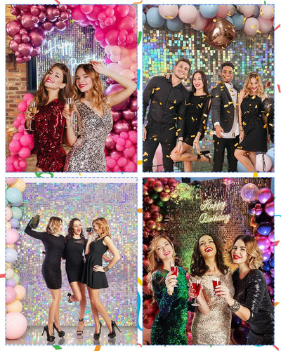 Pink Shimmer Wall Backdrop 24 Panels Cover 6 x 4 Ft, Photo Backdrops for Wedding,Anniversary,Birthday,Party Decoration Backdrop Bliss