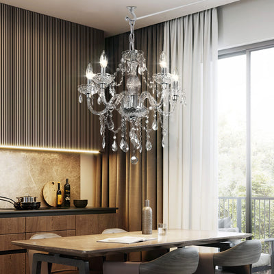 PAPAYA Modern Chrome Beaded Hanging Chandelier Shades (W8.7 x H13), Beads Pendant Shade with Acrylic Crystal, Ceiling Chandelier Beaded Lampshade for Wedding Party Event Home Decoration Backdrop Bliss