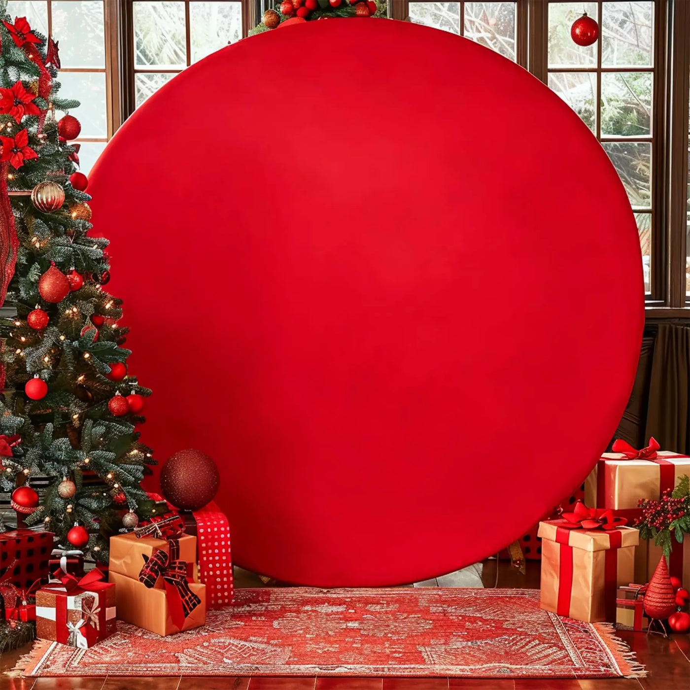 7.2FT Navy Blue Round Backdrop Cover for 5 to 7.2ft Circle Arch Stand - Haefoo Back to School Decoration Circle Backdrop Cover for Birthday, Wedding, Baby Shower Photography Background Party Decor Backdrop Bliss