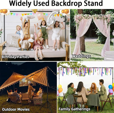 Backdrop Stand, 6.5ft Height 9ft Width Adjustable Photography Background Support Poles with Heavy Duty Flat Base, Photo Metal Steel Pipe and Drape Frame Kit for Parties Birthday Wedding - Backdrop BlissBackdrop Stand, 6.5ft Height 9ft Width Adjustable Photography Background Support Poles with Heavy Duty Flat Base, Photo Metal Steel Pipe and Drape Frame Kit for Parties Birthday Wedding