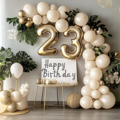 RUBFAC 135pcs Gold Balloons Different Sizes 18 12 10 5 Inch for Garland Arch, Latex Metallic Balloon for Birthday Graduation Party Wedding Decorations Backdrop Bliss